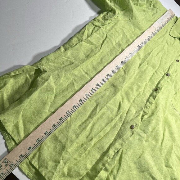 Elisabeth Women's Size 16 Button Up Shirt 100% Linen Long Sleeves Lime Green - Picture 8 of 9